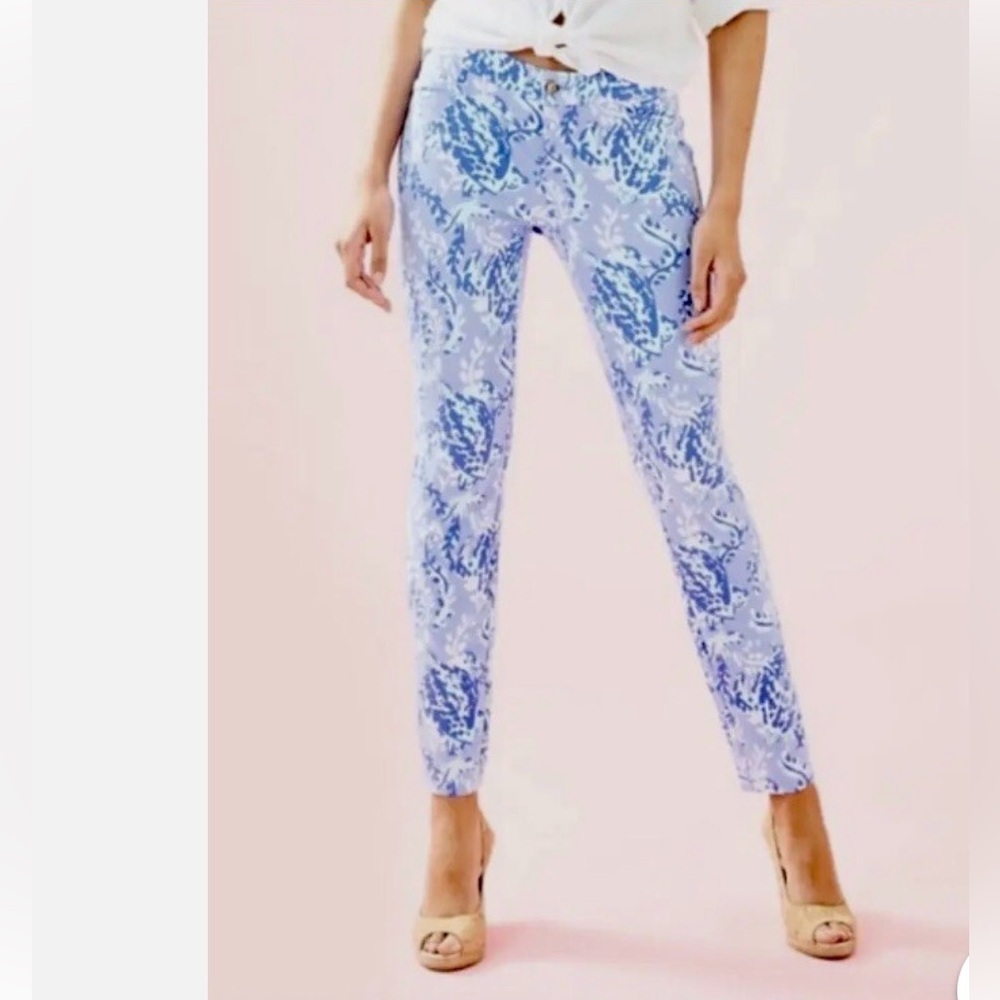 Lilly Pulitzer Kelly Knit Skinny Ankle Pant Blue Peri Turtley Awesome NWT Size 6
